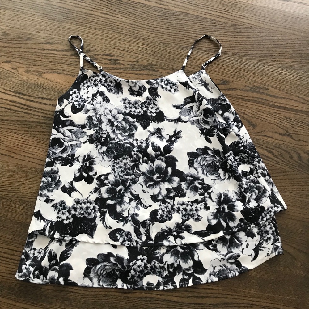 sugar+lips black and white floral tank
